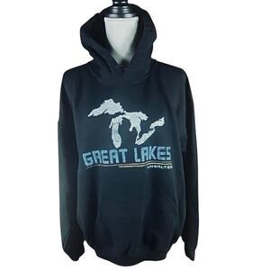 Unbranded Mens Black Michigan Great Lakes Unsalted Sweatshirt Pullover Hoodie La
